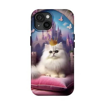 White Persian Cat Crown Fantasy Castle