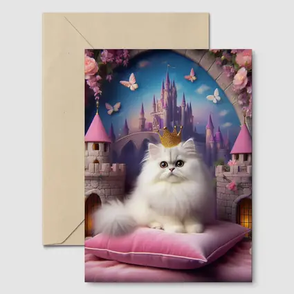White Persian Cat Crown Fantasy Castle
