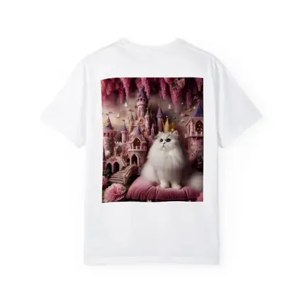 White Persian Cat Crown Pink Fantasy Castle