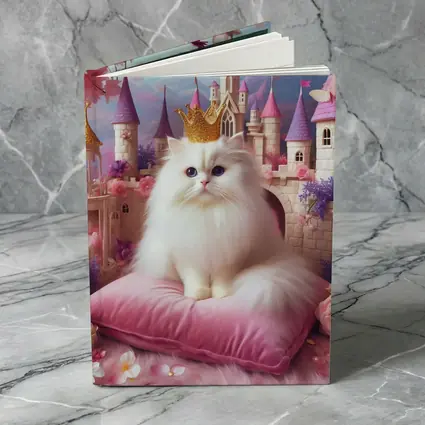 White Persian Cat Crown Pink Castle Fantasy