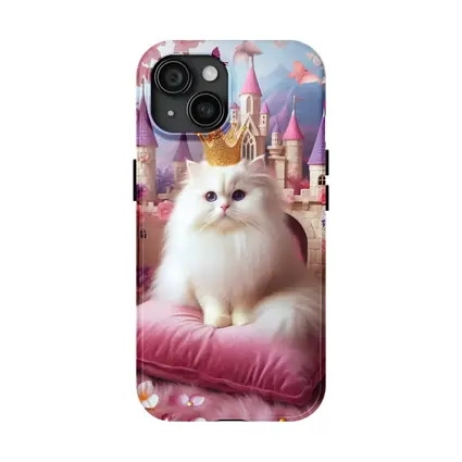 White Persian Cat Crown Pink Castle Fantasy