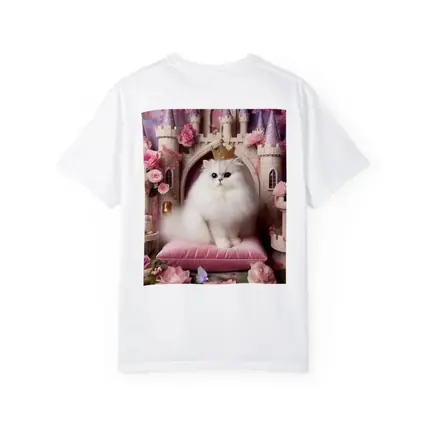 White Persian Cat Crown Pink Castle