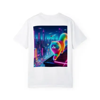Rainbow Persian Cat Neon Cyberpunk City