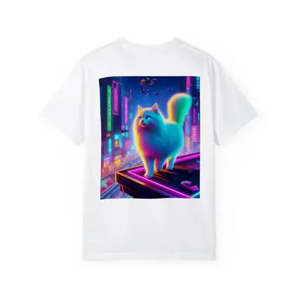 Neon Rainbow Cat Cyberpunk City Night