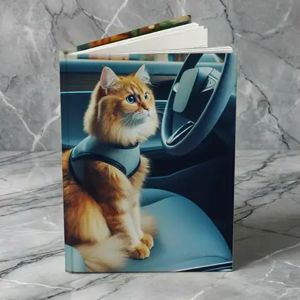 Orange Cat Sitting Inside Modern Car