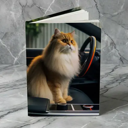Fluffy Orange Cat Inside Tesla Car Interior