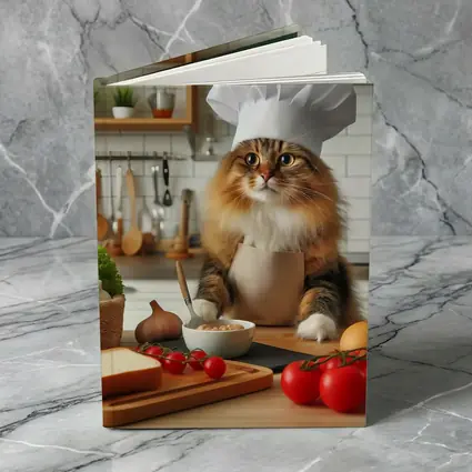 Chef Cat Cooking in Kitchen Setting