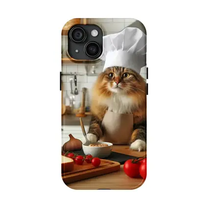 Chef Cat Cooking in Kitchen Setting