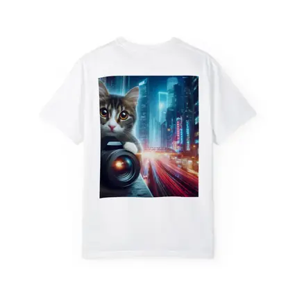 Tabby Cat Photographer Neon City Night