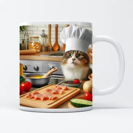 Chef Cat Cooking in Cozy Kitchen