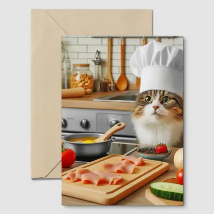 Chef Cat Cooking in Cozy Kitchen