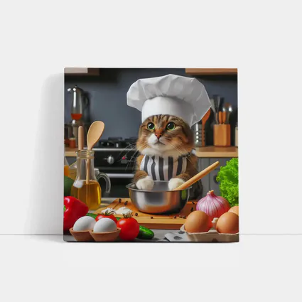 Chef Cat Cooking In Kitchen Setting