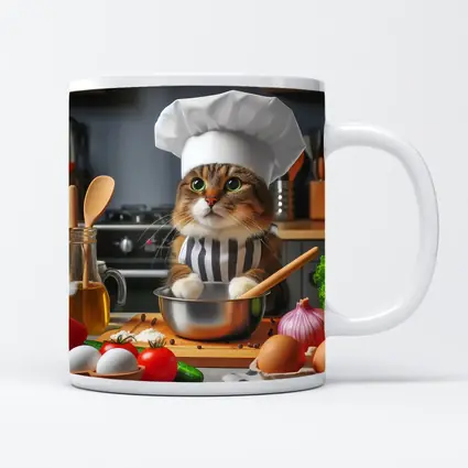 Chef Cat Cooking In Kitchen Setting