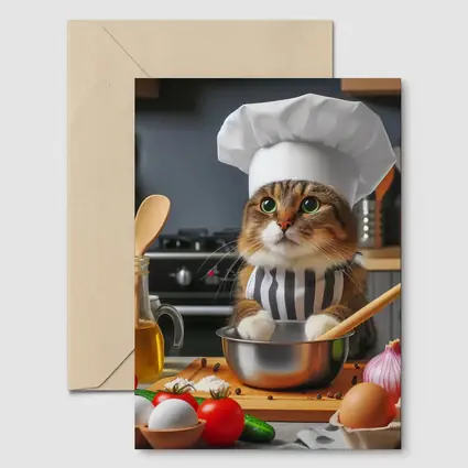 Chef Cat Cooking In Kitchen Setting