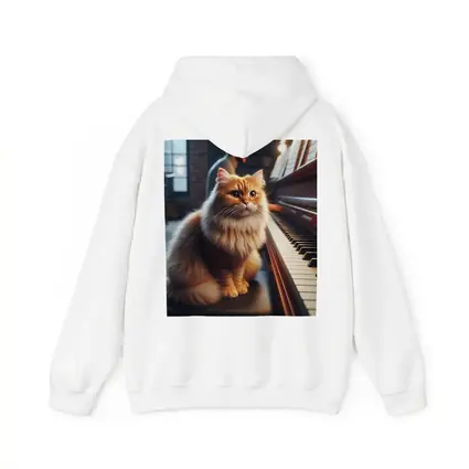 Fluffy Orange Cat Sitting By Piano