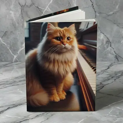 Fluffy Orange Cat Sitting By Piano