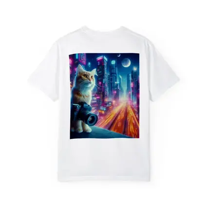Cat Photographer Neon Cyberpunk City Night