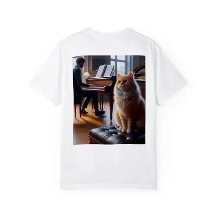 Orange Cat Sitting by Grand Piano