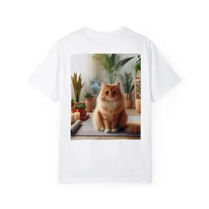 Orange Cat Sitting on Yoga Mat Plants