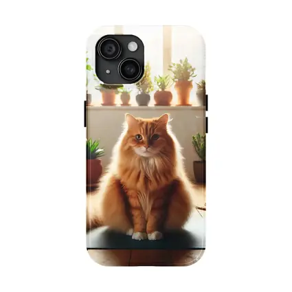 Orange Cat on Yoga Mat with Plants