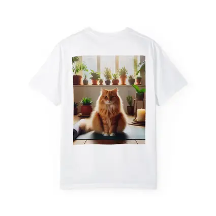 Orange Cat on Yoga Mat with Plants
