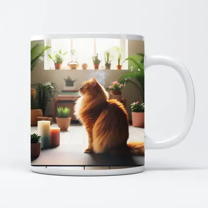 Orange Cat Sitting on Yoga Mat