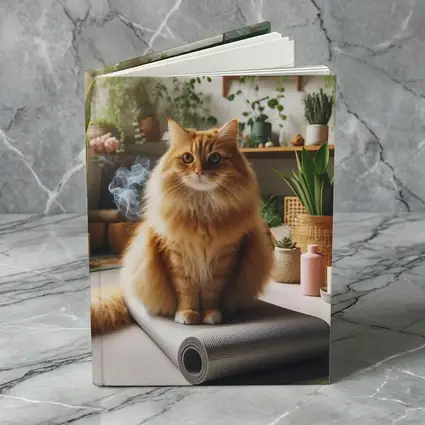 Orange Cat Sitting on Yoga Mat Indoors