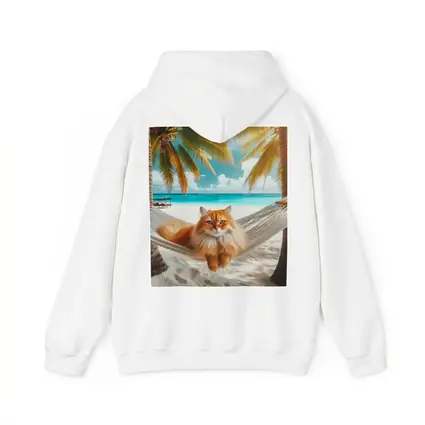 Orange Cat Relaxing Hammock Tropical Beach