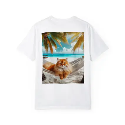 Orange Cat Relaxing Hammock Tropical Beach