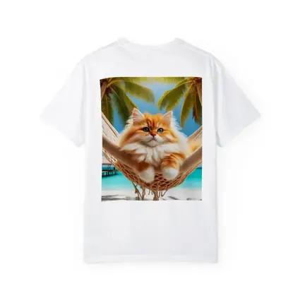 Fluffy Orange Cat Relaxing Tropical Beach Hammock