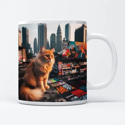 Orange Cat Sitting on Kuala Lumpur Rooftop