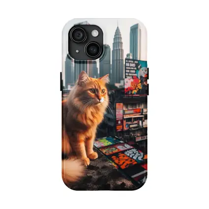 Orange Cat Sitting on Kuala Lumpur Rooftop