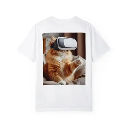 Orange Cat Wearing VR Headset Indoors