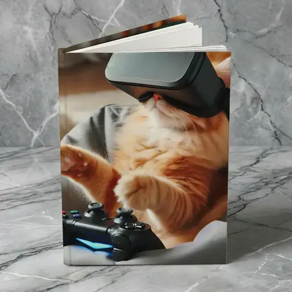 Orange Cat Gaming With VR Headset