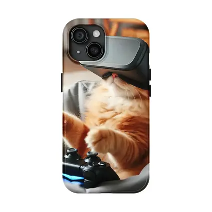 Orange Cat Gaming With VR Headset