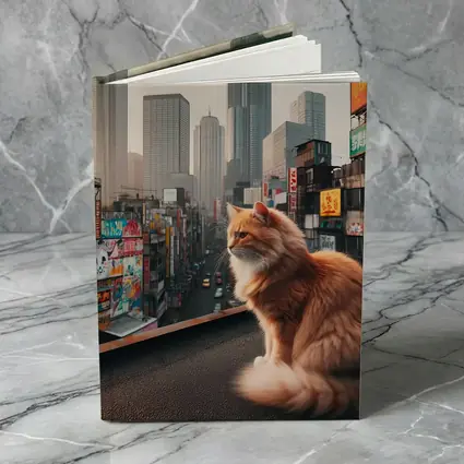 Orange Cat Sitting Over Tokyo City