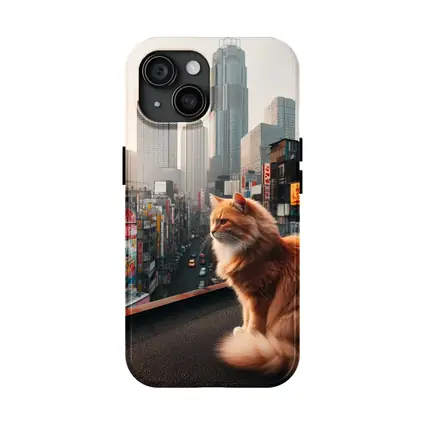 Orange Cat Sitting Over Tokyo City