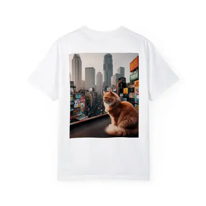 Orange Cat Sitting Over Tokyo City
