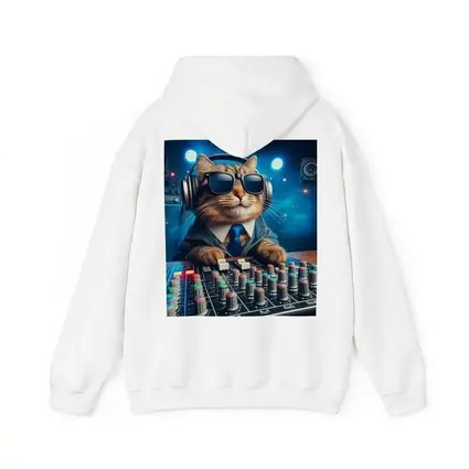 DJ Cat Wearing Sunglasses At Mixing Console
