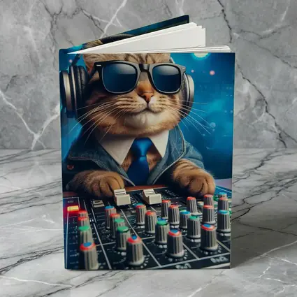 DJ Cat Wearing Sunglasses At Mixing Console