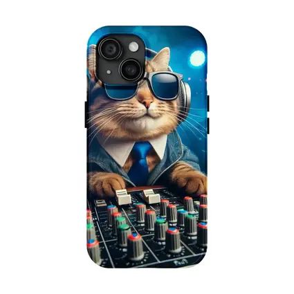 DJ Cat Wearing Sunglasses At Mixing Console