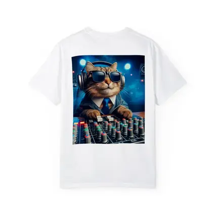 DJ Cat Wearing Sunglasses At Mixing Console