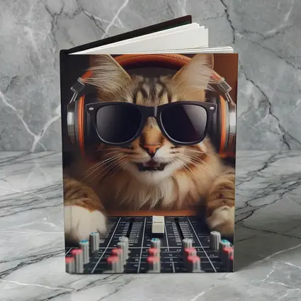 DJ Cat Wearing Sunglasses At Mixing Console