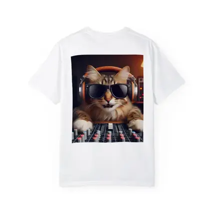 DJ Cat Wearing Sunglasses At Mixing Console
