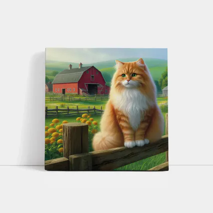 Orange Tabby Cat Sitting On Farm Fence