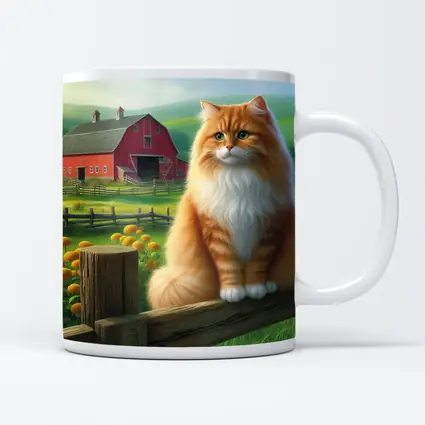 Orange Tabby Cat Sitting On Farm Fence