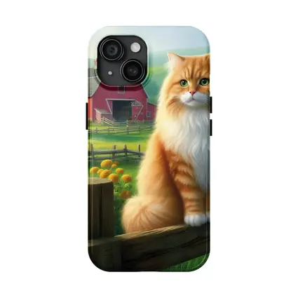 Orange Tabby Cat Sitting On Farm Fence
