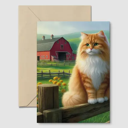 Orange Tabby Cat Sitting On Farm Fence