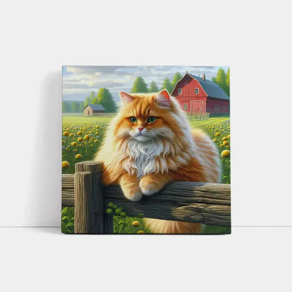 Orange Persian Cat Farm Countryside Scene
