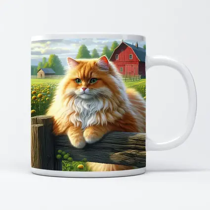 Orange Persian Cat Farm Countryside Scene